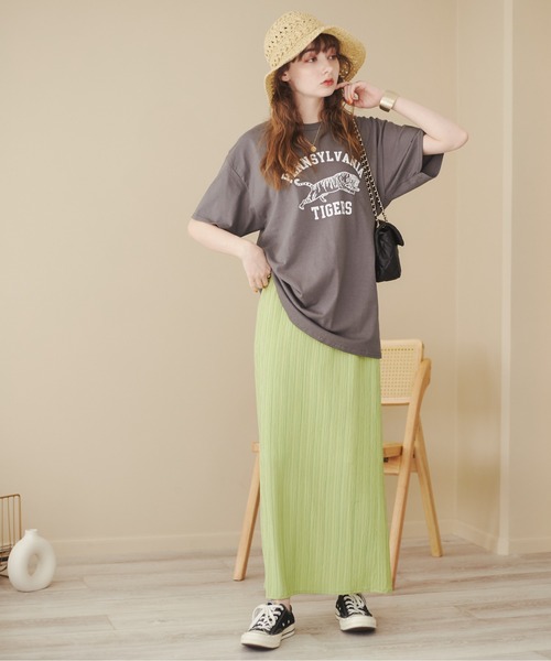 ANGIE(アンジー)の「楊柳ストレートスカート(スカート・レディース・ブルー/アイボリー/スミクロ/ブラウン/ライム・FREE)」の8枚目の写真