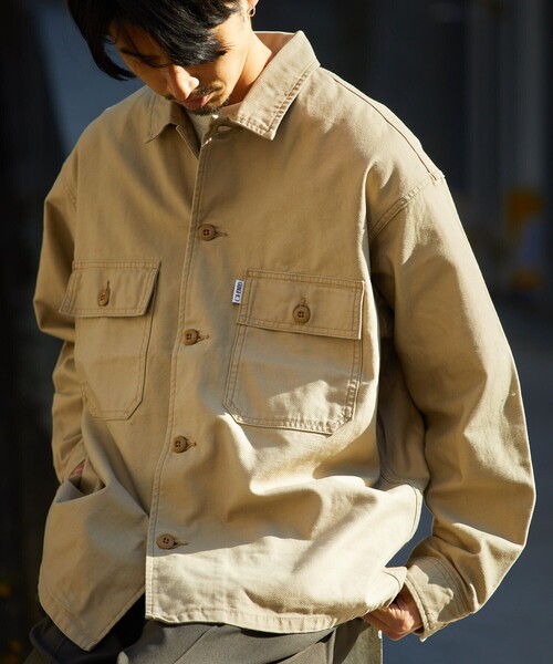 GUNG HO（ガンホー）の「GUNG HO/ガンホー 別注ファティーグシャツ/シャツジャケット（シャツ/ブラウス・メンズ・オリーブ/ベージュ/オフホワイト/ネイビー/ブラック/ブルー・MEDIUM/SMALL/LARGE）」の3枚目の写真
