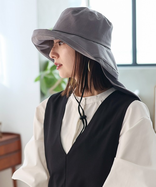VitaFelice(ヴィータフェリーチェ)の「接触冷感サンシェード付きハット(ハット・レディース・グレー/ベージュ系その他/アイボリー/ブラック/ライトベージュ・FREE)」の3枚目の写真