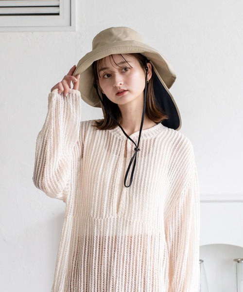 VitaFelice(ヴィータフェリーチェ)の「接触冷感サンシェード付きハット(ハット・レディース・グレー/ベージュ系その他/アイボリー/ブラック/ライトベージュ・FREE)」の5枚目の写真