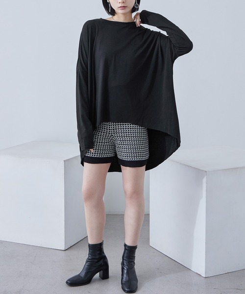 Fashion Letter(ファッションレター)の「ベア天竺 テールカット 変形ロングtシャツ(Tシャツ/カットソー・レディース・オフホワイト/ブラウン/ブラック・M)」の3枚目の写真