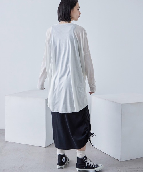 Fashion Letter(ファッションレター)の「ベア天竺 テールカット 変形ロングtシャツ(Tシャツ/カットソー・レディース・オフホワイト/ブラウン/ブラック・M)」の16枚目の写真
