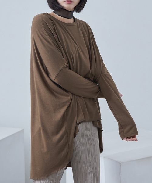 Fashion Letter(ファッションレター)の「ベア天竺 テールカット 変形ロングtシャツ(Tシャツ/カットソー・レディース・オフホワイト/ブラウン/ブラック・M)」の13枚目の写真