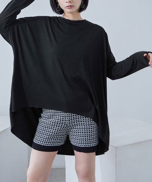 Fashion Letter(ファッションレター)の「ベア天竺 テールカット 変形ロングtシャツ(Tシャツ/カットソー・レディース・オフホワイト/ブラウン/ブラック・M)」の10枚目の写真