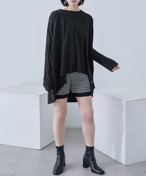 Fashion Letter(ファッションレター)の「ベア天竺 テールカット 変形ロングtシャツ(Tシャツ/カットソー・レディース・オフホワイト/ブラウン/ブラック・M)」の6枚目の写真