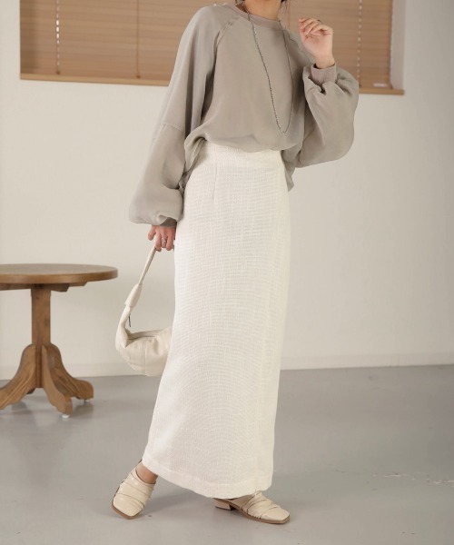 Bab（バブ）の「2WAYツイードスリットIラインスカート（スカート・レディース・ライトグレー/アイボリー・M）」の10枚目の写真