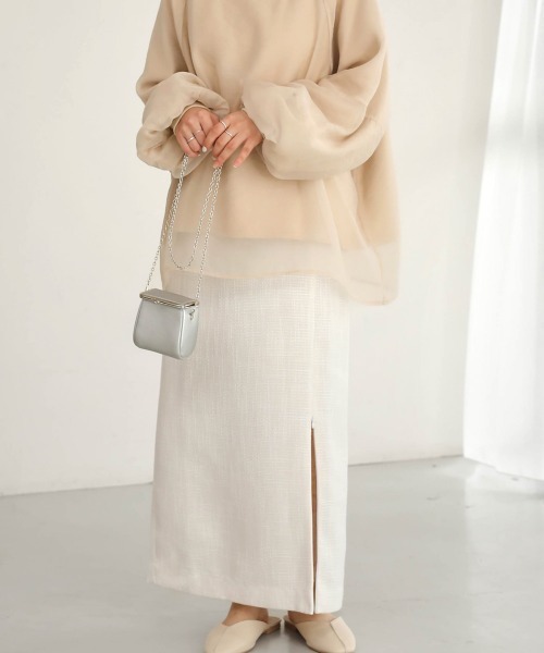 Bab（バブ）の「2WAYツイードスリットIラインスカート（スカート・レディース・ライトグレー/アイボリー・M）」の11枚目の写真