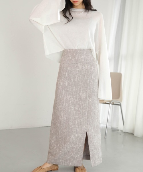 Bab（バブ）の「2WAYツイードスリットIラインスカート（スカート・レディース・ライトグレー/アイボリー・M）」の13枚目の写真