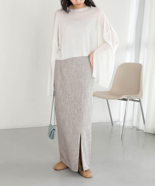 Bab（バブ）の「2WAYツイードスリットIラインスカート（スカート・レディース・ライトグレー/アイボリー・M）」の15枚目の写真