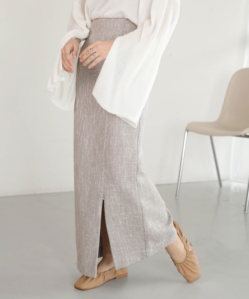 Bab（バブ）の「2WAYツイードスリットIラインスカート（スカート・レディース・ライトグレー/アイボリー・M）」の16枚目の写真