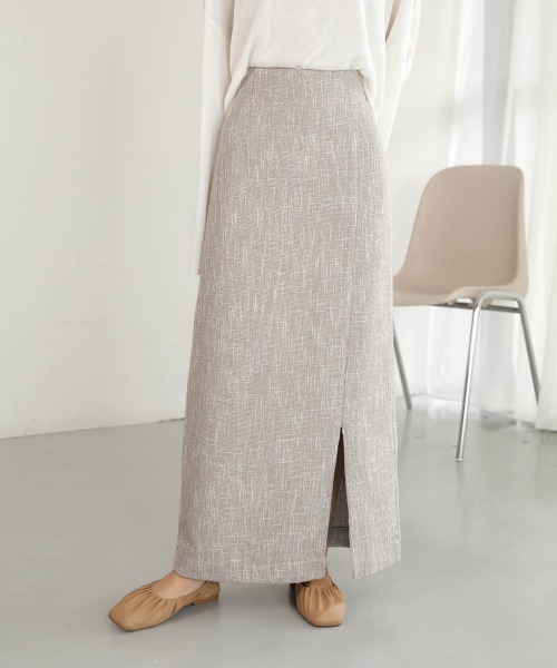 Bab（バブ）の「2WAYツイードスリットIラインスカート（スカート・レディース・ライトグレー/アイボリー・M）」の17枚目の写真