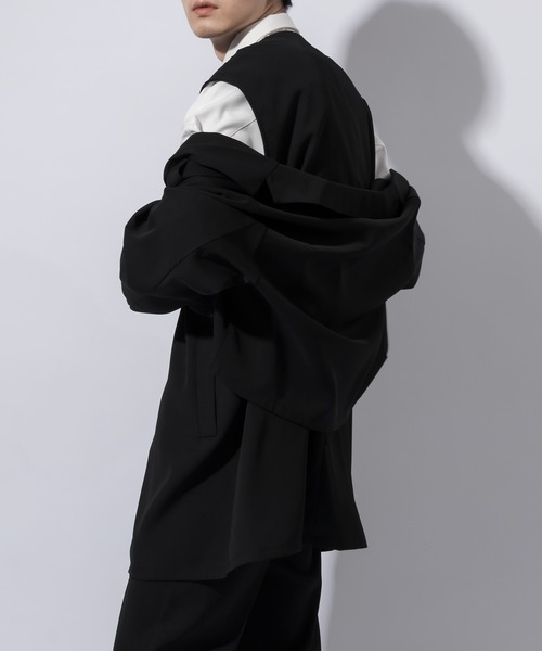 Adoon plain（アドーンプレーン）の「【Adoon plain】ノーカラーロングジレ(セットアップ対応)（ベスト・メンズ・ブラック/ブルーグレー/グレー系その他・MEDIUM/LARGE）」の19枚目の写真