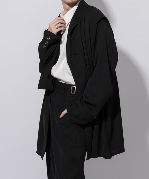 Adoon plain（アドーンプレーン）の「【Adoon plain】ノーカラーロングジレ(セットアップ対応)（ベスト・メンズ・ブラック/ブルーグレー/グレー系その他・MEDIUM/LARGE）」の22枚目の写真