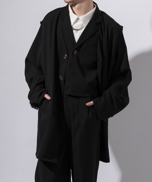 Adoon plain（アドーンプレーン）の「【Adoon plain】ノーカラーロングジレ(セットアップ対応)（ベスト・メンズ・ブラック/ブルーグレー/グレー系その他・MEDIUM/LARGE）」の12枚目の写真