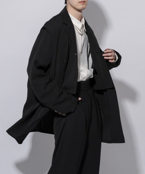 Adoon plain（アドーンプレーン）の「【Adoon plain】ノーカラーロングジレ(セットアップ対応)（ベスト・メンズ・ブラック/ブルーグレー/グレー系その他・MEDIUM/LARGE）」の14枚目の写真