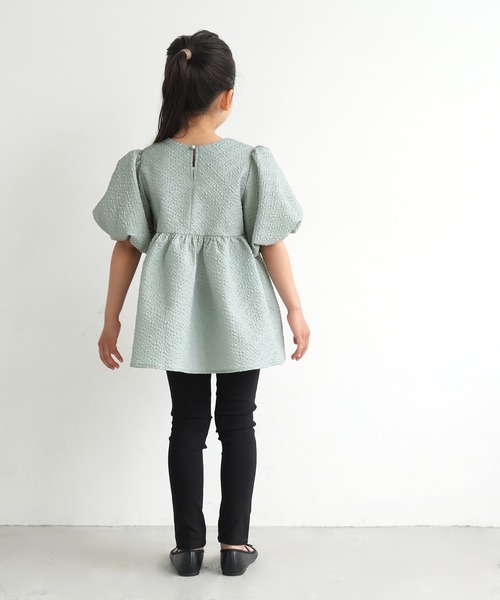 coca（coca）（コカ）の「キッズ　親子お揃い上品エンボススクエアネックブラウス（シャツ/ブラウス・キッズ・ブラック/ライトグリーン・100/110/120/130/140）」の9枚目の写真