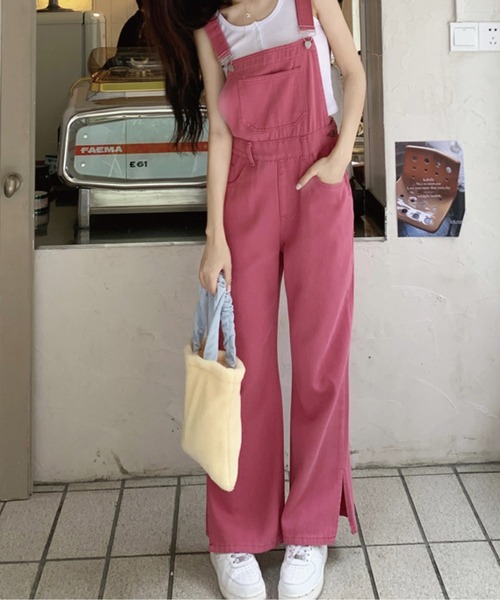 meJane（ミージェーン）の「サイドスリットカラーサロペット（サロペット/オーバーオール・レディース・チェリーピンク・M/L）」の5枚目の写真