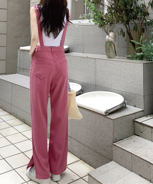 meJane（ミージェーン）の「サイドスリットカラーサロペット（サロペット/オーバーオール・レディース・チェリーピンク・M/L）」の4枚目の写真