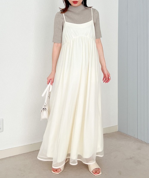 Heather（ヘザー）の「チュールフレアキャミワンピース　199423（ワンピース・レディース・アイボリー/ブラック/グレー・FREE）」の7枚目の写真