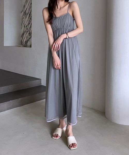 Heather（ヘザー）の「チュールフレアキャミワンピース 199423