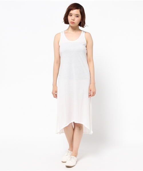 AZUL by moussy(アズールバイマウジー)の「オパールボーダーインナー付マキシOP(ワンピース・レディース・オフホワイト/カーキ系/ブラック・MEDIUM/SMALL/LARGE)」の13枚目の写真