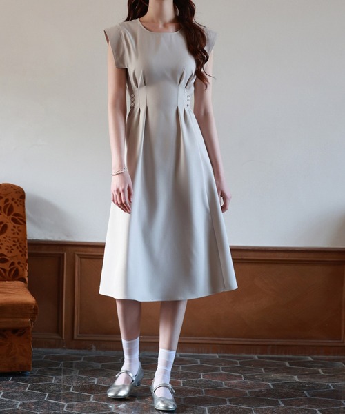 JILLSTUART♡ノースリーブフレアワンピノースリーブタックワンピース セール】タックフレアノースリーブワンピース（ワンピース
