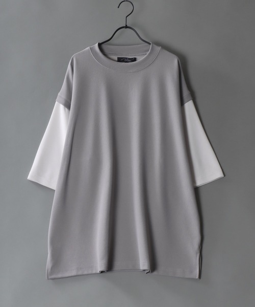 SITRY(シトリー)の「Cut georgette fake layered T-shirt /カット ジョーゼット フェイクレイヤード Tシャツ(Tシャツ/カットソー・メンズ・グレー/サックスブルー/ブラック/ベージュ・M/L)」の4枚目の写真
