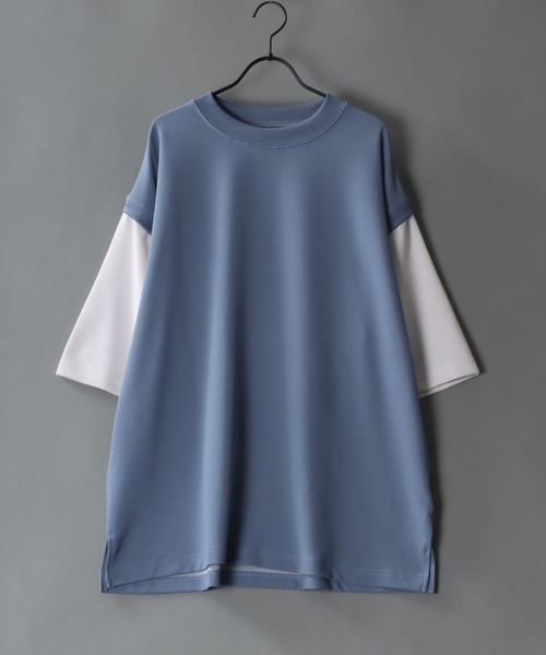 SITRY(シトリー)の「Cut georgette fake layered T-shirt /カット ジョーゼット フェイクレイヤード Tシャツ(Tシャツ/カットソー・メンズ・グレー/サックスブルー/ブラック/ベージュ・M/L)」の2枚目の写真