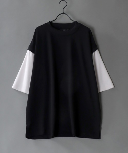 SITRY(シトリー)の「Cut georgette fake layered T-shirt /カット ジョーゼット フェイクレイヤード Tシャツ(Tシャツ/カットソー・メンズ・グレー/サックスブルー/ブラック/ベージュ・M/L)」の3枚目の写真