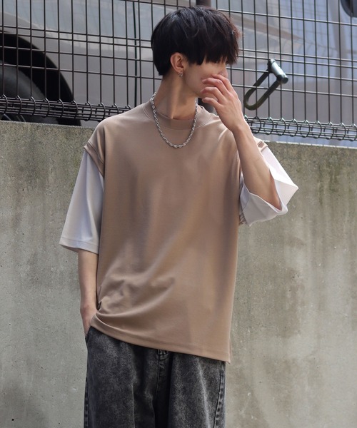 SITRY(シトリー)の「Cut georgette fake layered T-shirt /カット ジョーゼット フェイクレイヤード Tシャツ(Tシャツ/カットソー・メンズ・グレー/サックスブルー/ブラック/ベージュ・M/L)」の16枚目の写真