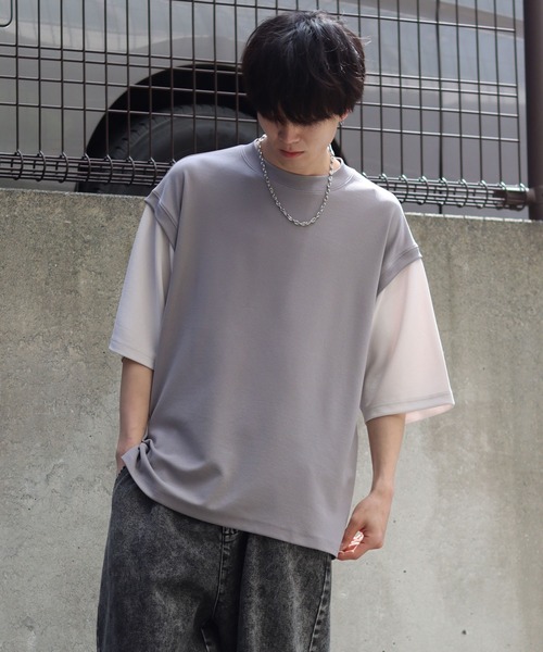 SITRY(シトリー)の「Cut georgette fake layered T-shirt /カット ジョーゼット フェイクレイヤード Tシャツ(Tシャツ/カットソー・メンズ・グレー/サックスブルー/ブラック/ベージュ・M/L)」の19枚目の写真