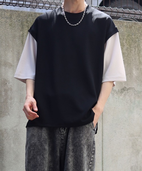 SITRY(シトリー)の「Cut georgette fake layered T-shirt /カット ジョーゼット フェイクレイヤード Tシャツ(Tシャツ/カットソー・メンズ・グレー/サックスブルー/ブラック/ベージュ・M/L)」の20枚目の写真