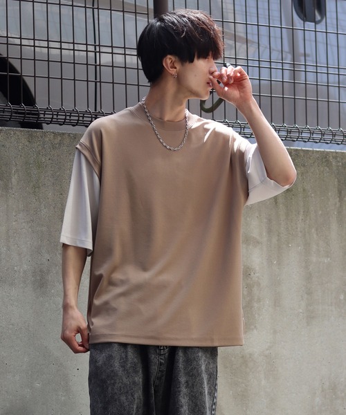 SITRY(シトリー)の「Cut georgette fake layered T-shirt /カット ジョーゼット フェイクレイヤード Tシャツ(Tシャツ/カットソー・メンズ・グレー/サックスブルー/ブラック/ベージュ・M/L)」の17枚目の写真