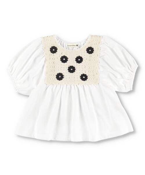 BRANSHES(ブランシェス)の「かぎ針編みモチーフTシャツ(Tシャツ/カットソー・キッズ・マスタード/オフホワイト・90/120/150/130/140/100/110)」の8枚目の写真