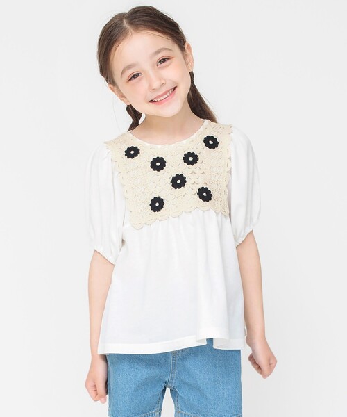 BRANSHES(ブランシェス)の「かぎ針編みモチーフTシャツ(Tシャツ/カットソー・キッズ・マスタード/オフホワイト・90/120/150/130/140/100/110)」の11枚目の写真