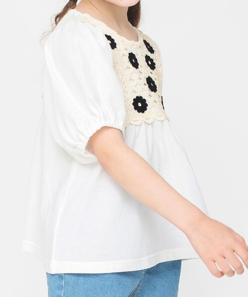 BRANSHES(ブランシェス)の「かぎ針編みモチーフTシャツ(Tシャツ/カットソー・キッズ・マスタード/オフホワイト・90/120/150/130/140/100/110)」の12枚目の写真
