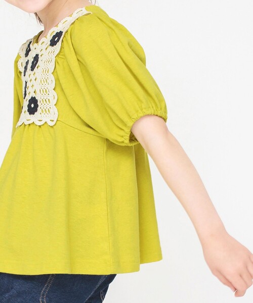 BRANSHES(ブランシェス)の「かぎ針編みモチーフTシャツ(Tシャツ/カットソー・キッズ・マスタード/オフホワイト・90/120/150/130/140/100/110)」の20枚目の写真