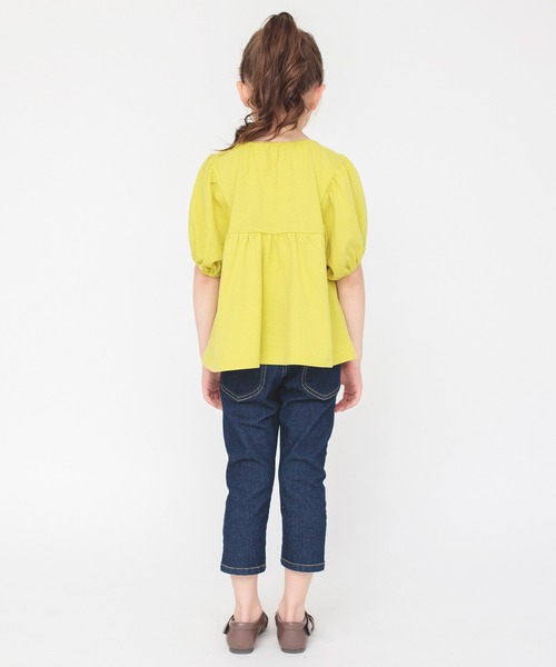 BRANSHES(ブランシェス)の「かぎ針編みモチーフTシャツ(Tシャツ/カットソー・キッズ・マスタード/オフホワイト・90/120/150/130/140/100/110)」の7枚目の写真