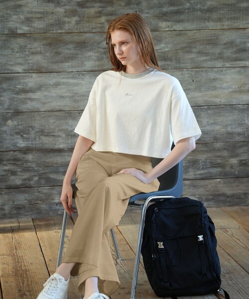 cloenc(クロエンス)の「◆ロゴショート丈リンガーTシャツ(Tシャツ/カットソー・レディース・グレー系その他/ホワイト系7・00)」の5枚目の写真