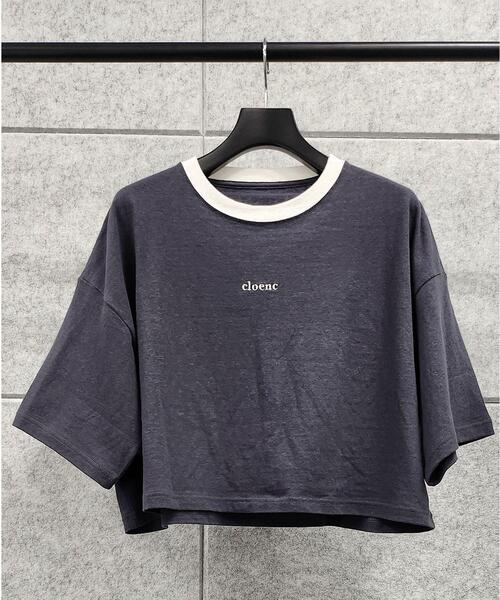 cloenc(クロエンス)の「◆ロゴショート丈リンガーTシャツ(Tシャツ/カットソー・レディース・グレー系その他/ホワイト系7・00)」の12枚目の写真