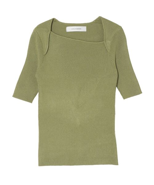 LAGUNAMOON（ラグナムーン）の「アシンメトリーネックラインニットプルオーバー（ニット/セーター・レディース・オリーブ/アイボリー/ブルー/ブラック・FREE）」の12枚目の写真