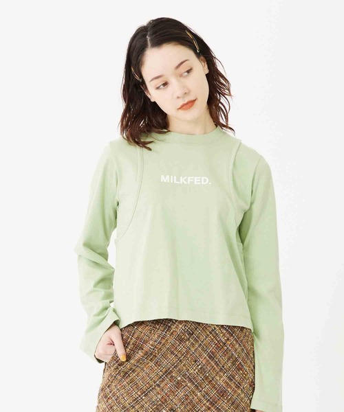 MILKFED.(ミルクフェド)の「STENCIL LOGO PANELED L/S TOP(Tシャツ/カットソー・レディース・ライトブルー/ライトグリーン/チャコール・ONE SIZE)」の20枚目の写真