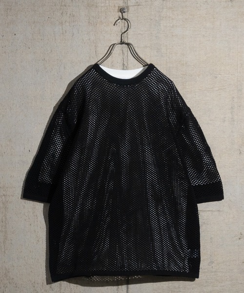 JOHN'S CLOSET(ジョンズクローゼット)の「【i】天竺Tシャツ×ビッグメッシュニット アンサンブル(ニット/セーター・メンズ・ブラック/ベージュ/チャコールグレー・X-LARGE/LARGE/MEDIUM)」の1枚目の写真