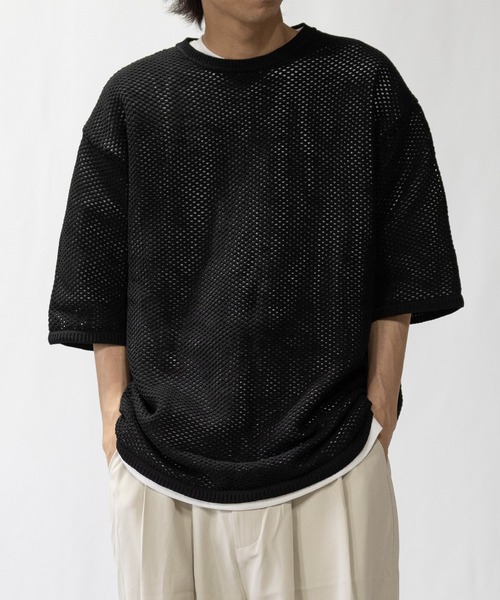 JOHN'S CLOSET(ジョンズクローゼット)の「【i】天竺Tシャツ×ビッグメッシュニット アンサンブル(ニット/セーター・メンズ・ブラック/ベージュ/チャコールグレー・X-LARGE/LARGE/MEDIUM)」の19枚目の写真