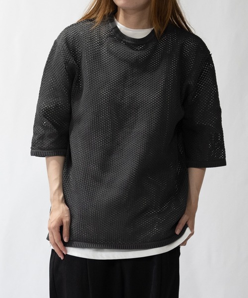 JOHN'S CLOSET(ジョンズクローゼット)の「【i】天竺Tシャツ×ビッグメッシュニット アンサンブル(ニット/セーター・メンズ・ブラック/ベージュ/チャコールグレー・X-LARGE/LARGE/MEDIUM)」の12枚目の写真
