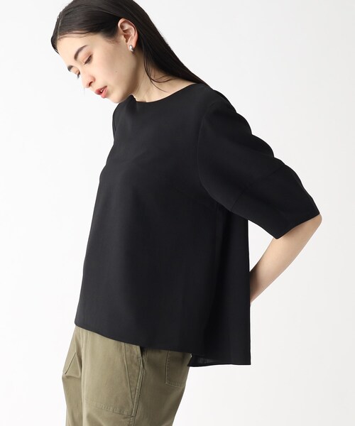 OPAQUE.CLIP（オペークドットクリップ）の「◆セットアップ対応 ランタンスリーブブラウス【洗濯機洗い可/イージーケア/ストレッチ】（シャツ/ブラウス・レディース・ボルドー/ライトグレー/ブラック/ライトブルー・36/42/40/38）」の9枚目の写真