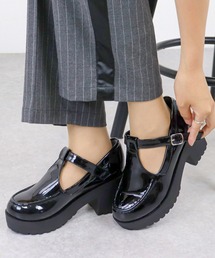 Liberty doll / 8cm厚底 チャンキーヒール モカTストラップシューズ (3057)