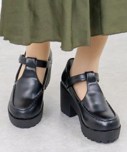 LibertyDoll(リバティードール)の「Liberty doll / 8cm厚底 チャンキーヒール モカTストラップシューズ (3057)(ローファー・レディース・ブラック/ブラック系その他/ダークブラウン・SS/S/M/L/LL)」の7枚目の写真