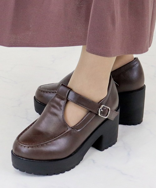 LibertyDoll(リバティードール)の「Liberty doll / 8cm厚底 チャンキーヒール モカTストラップシューズ (3057)(ローファー・レディース・ブラック/ブラック系その他/ダークブラウン・SS/S/M/L/LL)」の12枚目の写真