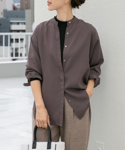 URBAN RESEARCH DOORS（アーバンリサーチドアーズ）の「バンドカラーワイドシャツ（シャツ/ブラウス・レディース・ダークブラウン/カーキ/ブラウン系その他・MEDIUM）」の9枚目の写真